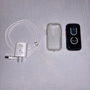 Black Cell Phone with Charger and Case